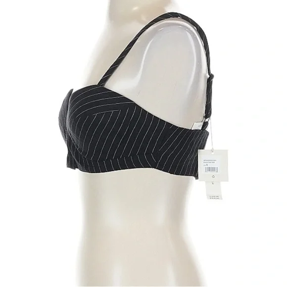 NWT Favorite Daughter Ex Boyfriend Pinstripe Bra Top Black Smocked Crop Small - Picture 6 of 7